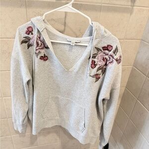 American Eagle Outfitters Light Gray Floral Hoodie